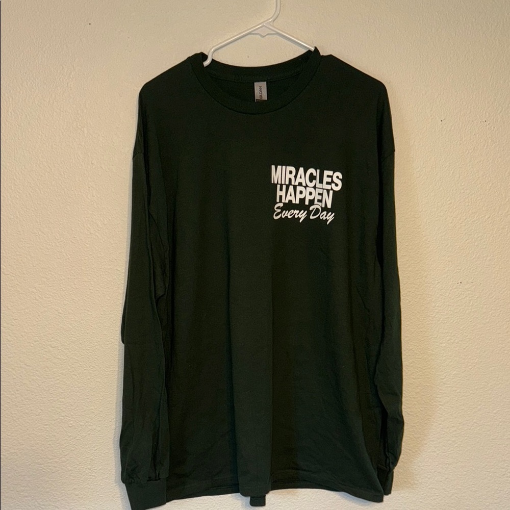 Green Long Sleeve Tee with Inspirational Message